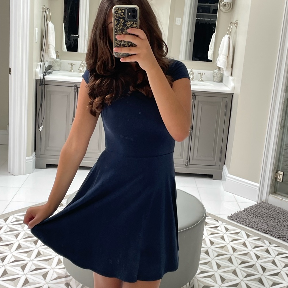 Lace back Navy dress